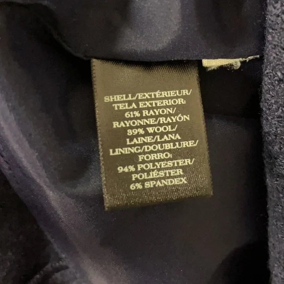 Ann Taylor Petite Navy Boiled Wool Sleeveless V neck Flounce Dress, Size 4P - Picture 13 of 14